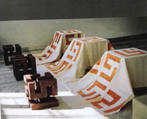 les 3 cubes et leur trace. installation à Gdansk Pologne 2002