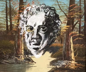 Henri Cueco, gésso/ encre de chine sur peinture de série détournée 20x20 Gap 2020