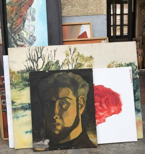 ensemble de peintures à l'hile sur panneaux canevas