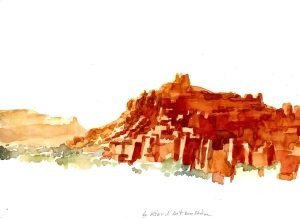 aquarelle sur le motif Aït Ben Adout Maroc 40x30