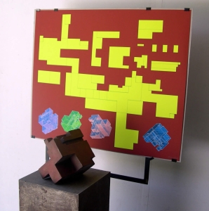 présentation sérigraphie 80x65 cm et acier soudé 50x50cm Serres 2014