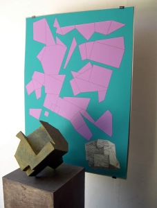 présentation sérigraphie 80x65 cm et acier soudé 50x50cm Serres 2014