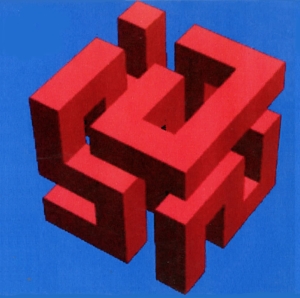 cube rouge sur fond d'écran bleu. un modèle sur les 156104 possibles 2009