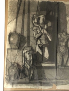 étude nocturne en cour du soir au 80 bld Montparnasse 1955 dim:70x50