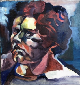 autoportrait huile sur bois paris 1967 50x50