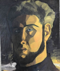 autoportrait, huile sur canevas 40x30 Paris 1954