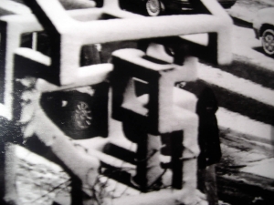 détail de la sculpture monumentale point de départ de l'étude sur les cubes