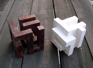 un cube labyrinthe et le volume des vides correspondants