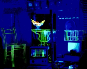 ensemble présenté en lumière noire